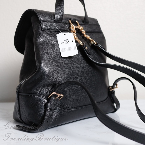 NWT Coach F72645 Elle Leather Backpack in Black - Picture 5 of 8